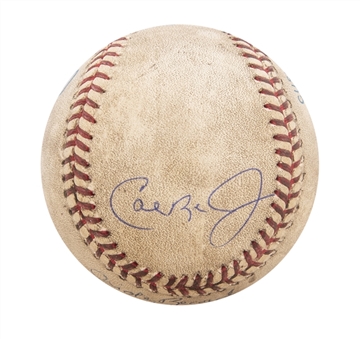 1998 Cal Ripken Jr. Game Used and Signed OAL Budig Baseball Used on 8/21/98 - Ripkens Orioles Hit Record (Ripken LOA)